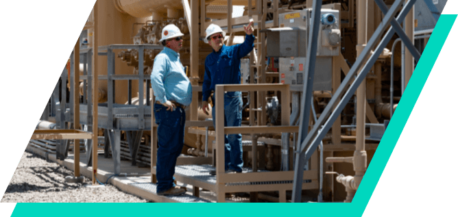 Kinetik employees working at the North Meter Tie In facility