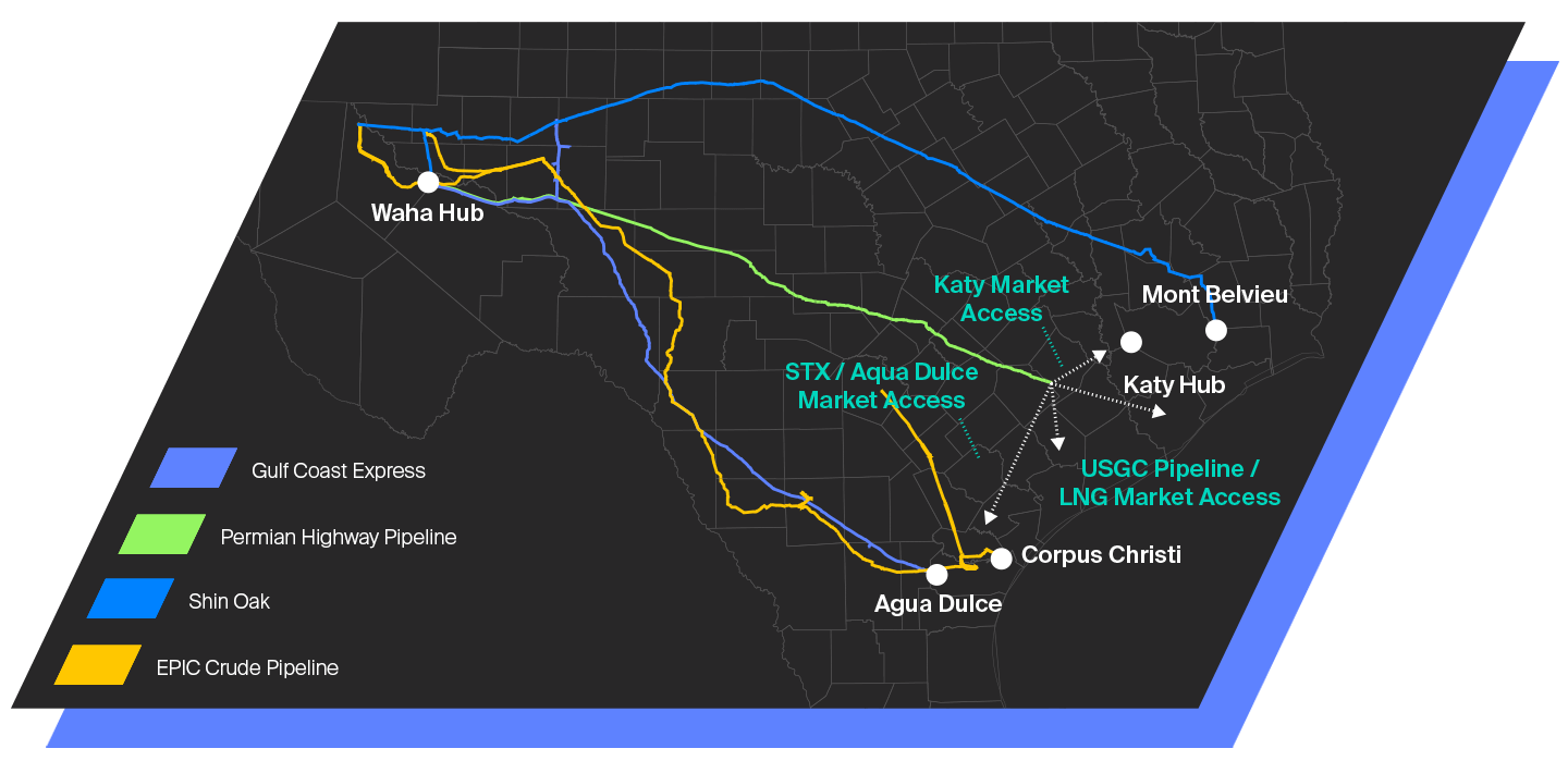 Map of Kinetik's integrated network